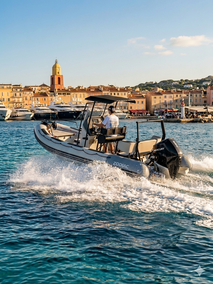 Clemant Yachting — bateau devant le port de Saint-Tropez
